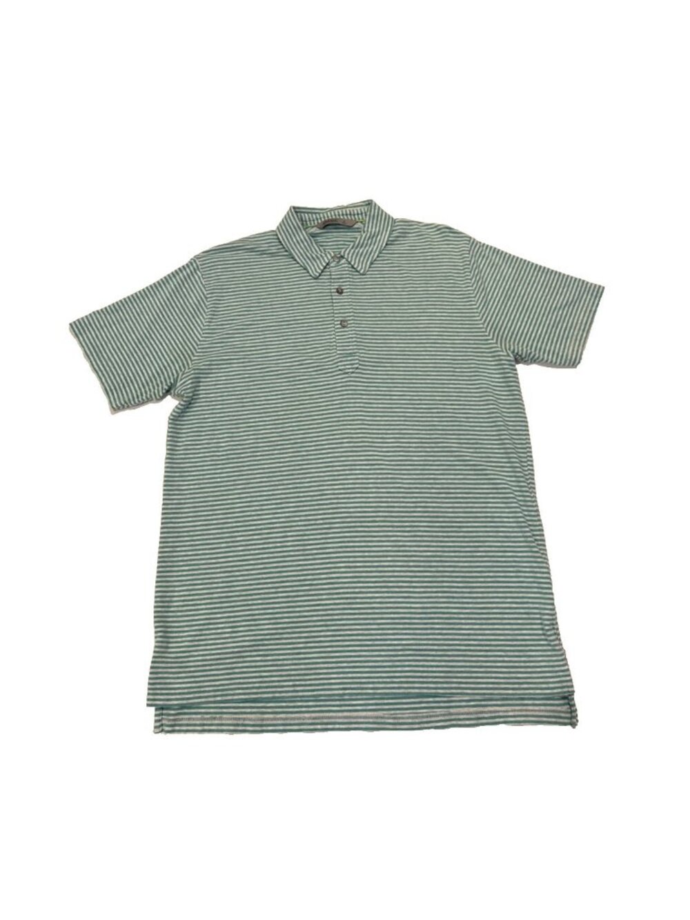 Tasc Performance Polo Mens Medium Green/Grey Striped Organic Cotton/Bamboo